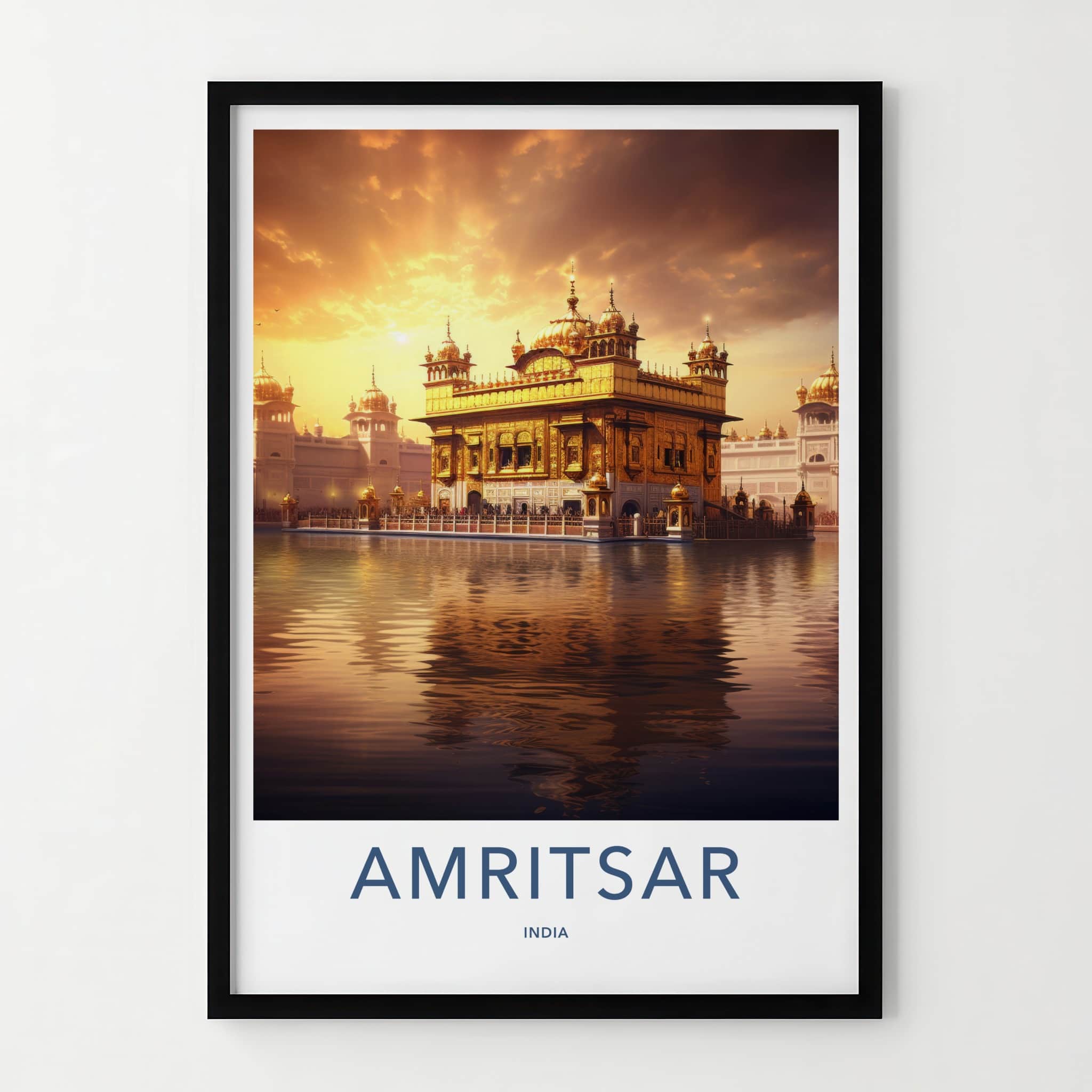 Amritsar Poster - India Wall Art - Punjab Sacred Golden Temple Home Decor