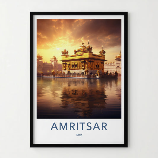 Amritsar Poster - India Wall Art - Punjab Sacred Golden Temple Home Decor