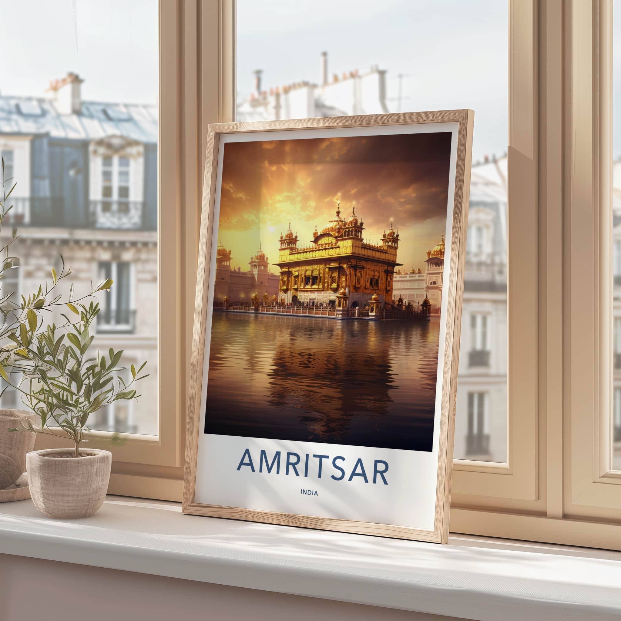 Amritsar Poster - India Wall Art - Punjab Sacred Golden Temple Home Decor