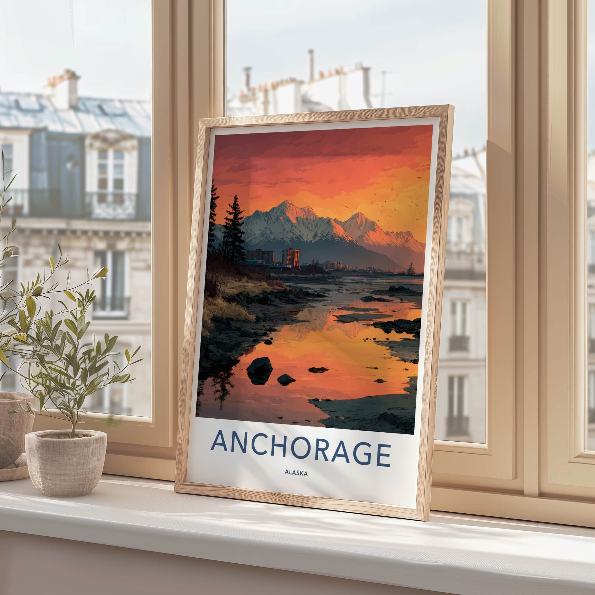 Anchorage Poster - Alaska Art Print - Alaskan Mountain Sunset Home Decor