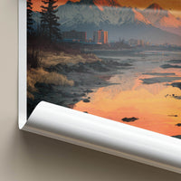 Anchorage Poster - Alaska Art Print - Alaskan Mountain Sunset Home Decor