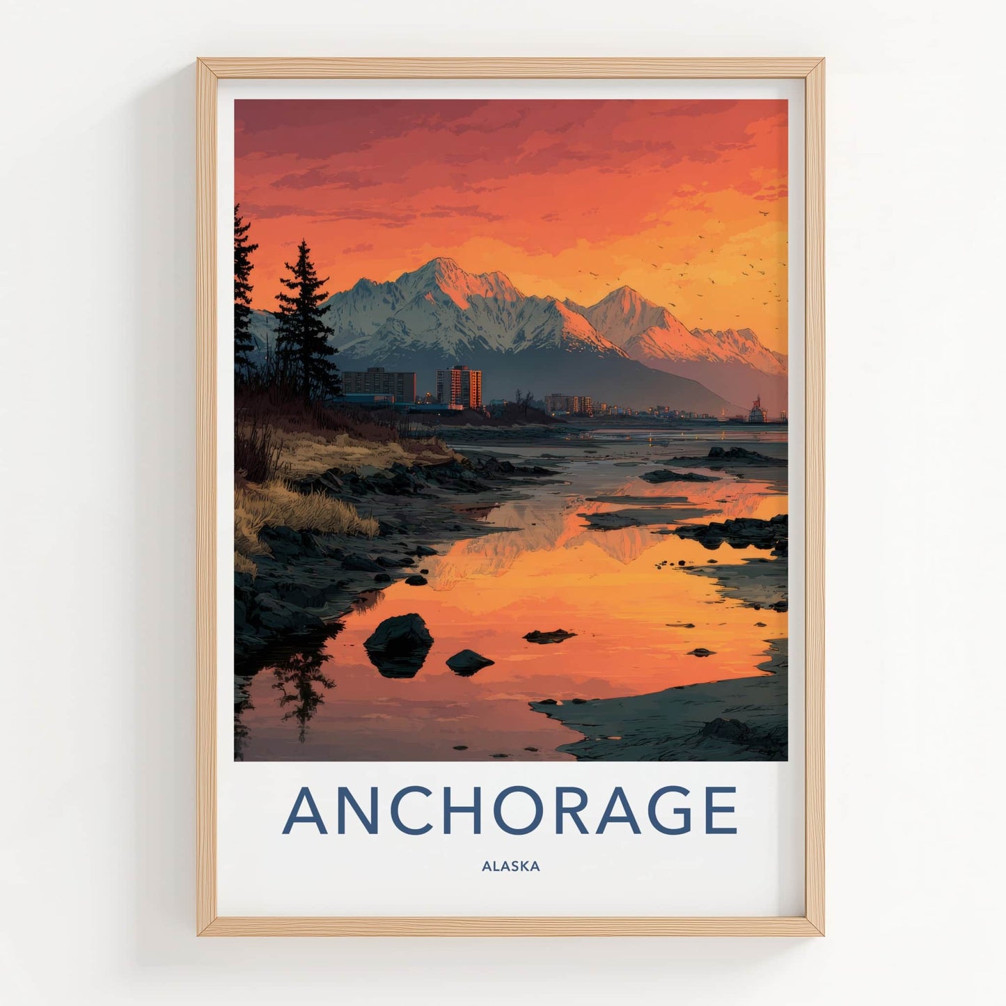 Anchorage Poster - Alaska Art Print - Alaskan Mountain Sunset Home Decor