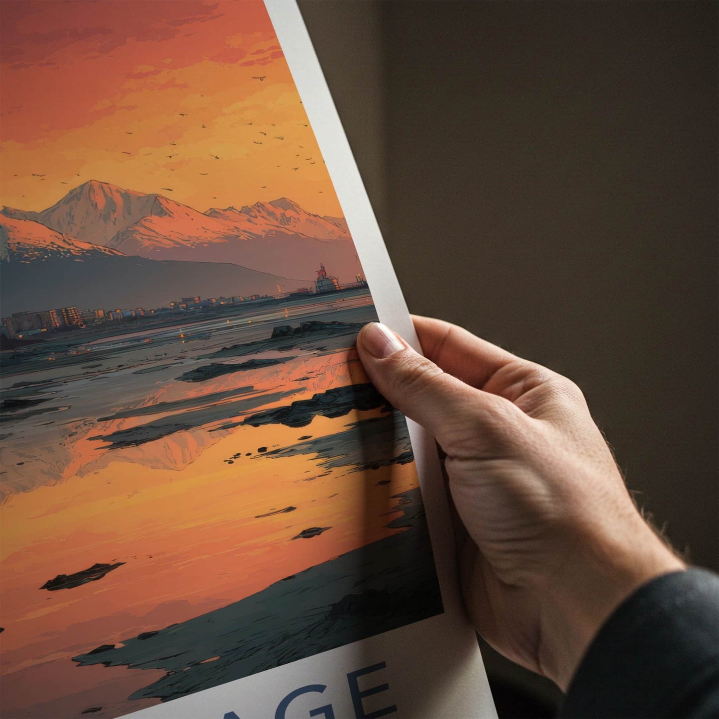 Anchorage Poster - Alaska Art Print - Alaskan Mountain Sunset Home Decor