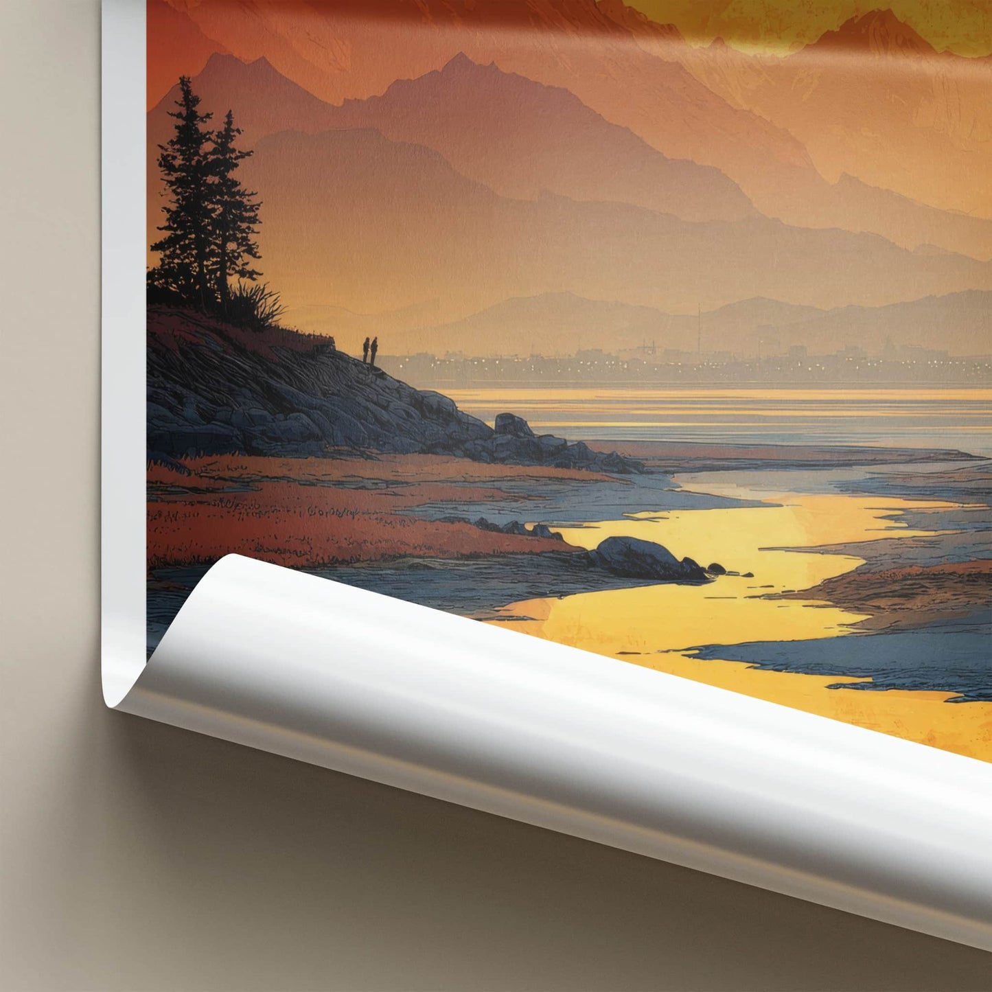 Anchorage Poster - Alaska Travel Art - Orange Bay Mountains Home Decor
