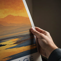 Anchorage Poster - Alaska Travel Art - Orange Bay Mountains Home Decor