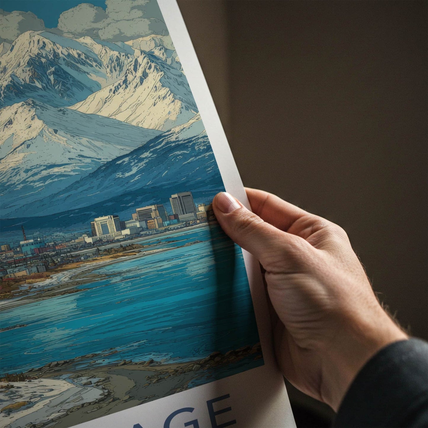 Anchorage Poster - Alaska Travel Art - Snowy Mountain City Wall Decor
