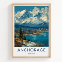 Anchorage Poster - Alaska Travel Art - Snowy Mountain City Wall Decor