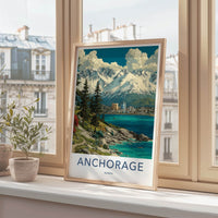 Anchorage Poster - Alaska Travel Art - Urban Mountain Coastline Home Decor