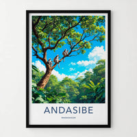 Andasibe Poster - Madagascar Travel Art - Monkeys Tropical Canopy Wall Decor