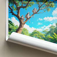 Andasibe Poster - Madagascar Travel Art - Monkeys Tropical Canopy Wall Decor
