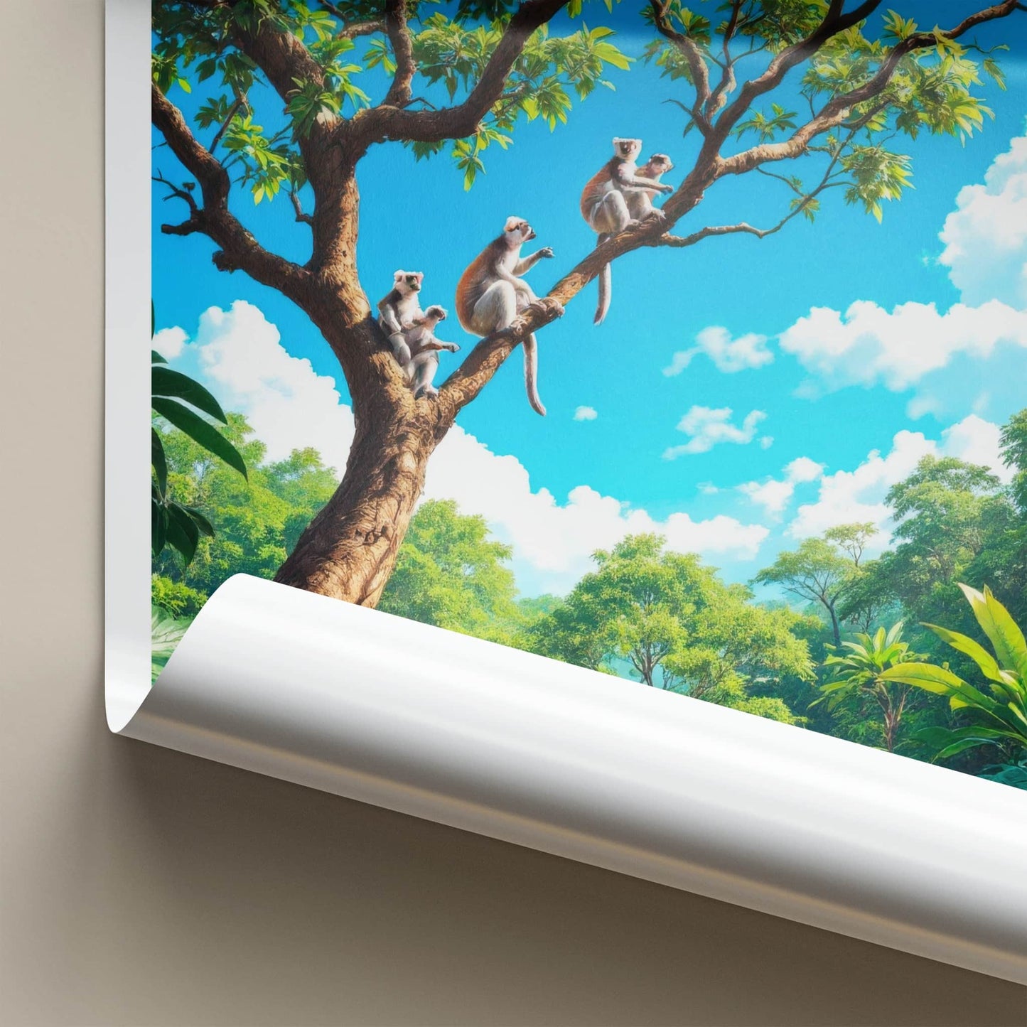 Andasibe Poster - Madagascar Travel Art - Monkeys Tropical Canopy Wall Decor