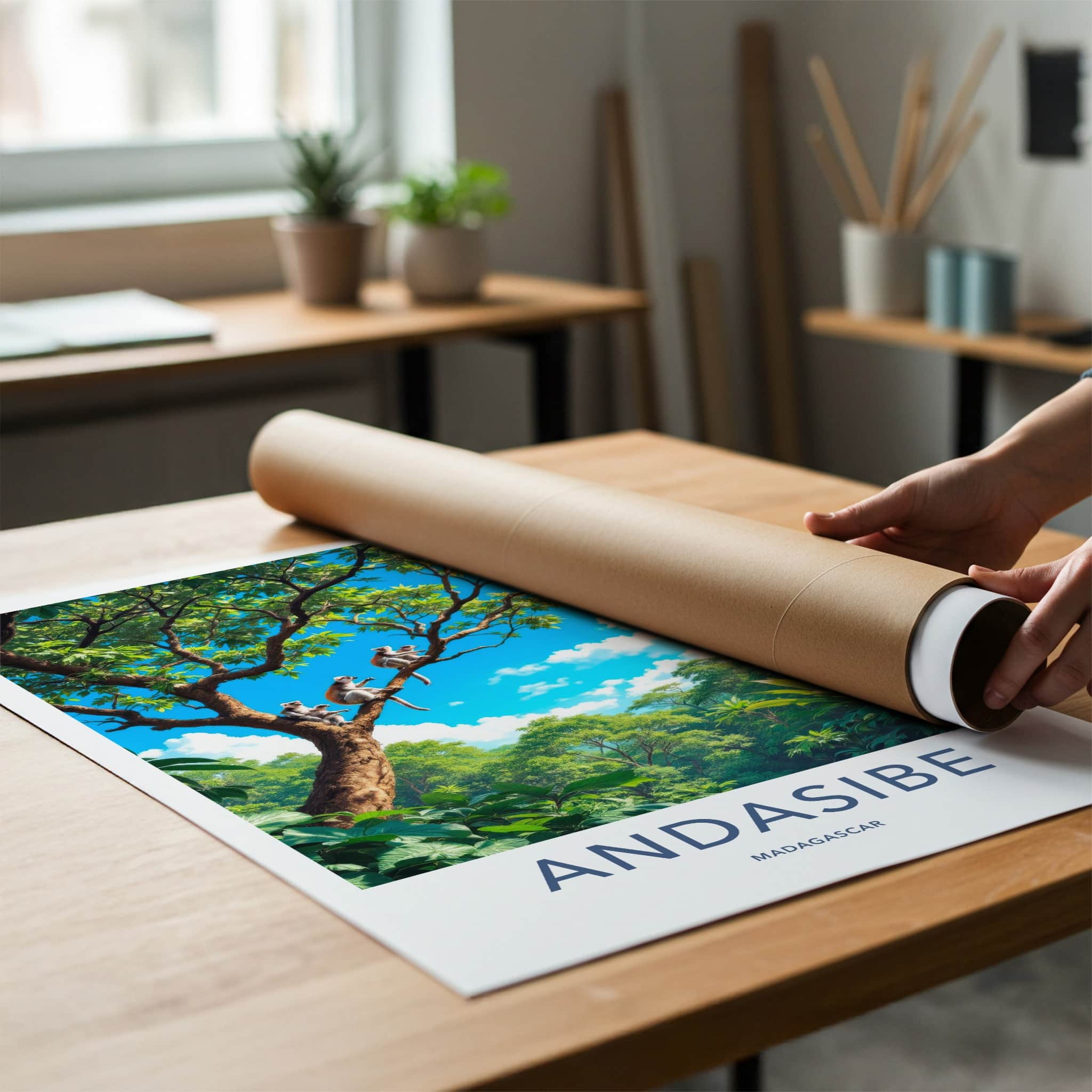 Andasibe Poster - Madagascar Travel Art - Monkeys Tropical Canopy Wall Decor