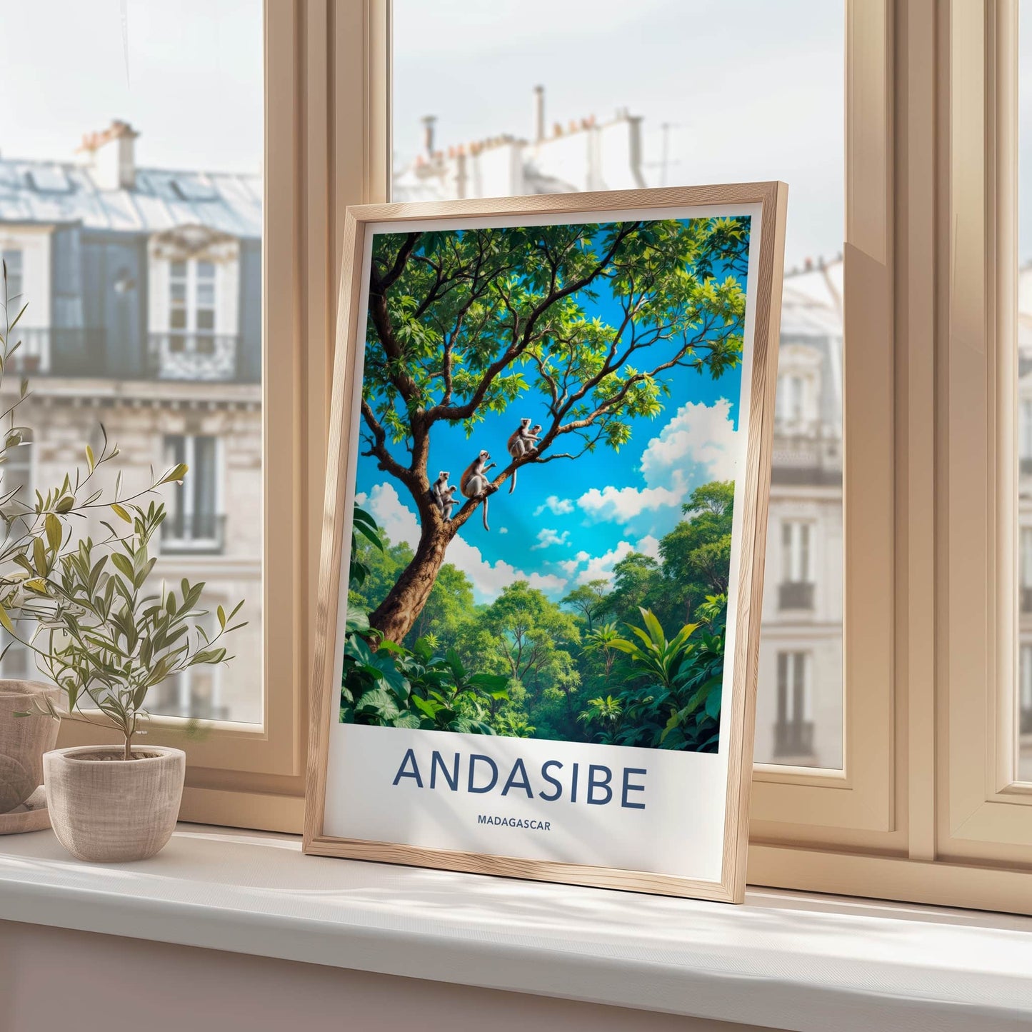 Andasibe Poster - Madagascar Travel Art - Monkeys Tropical Canopy Wall Decor