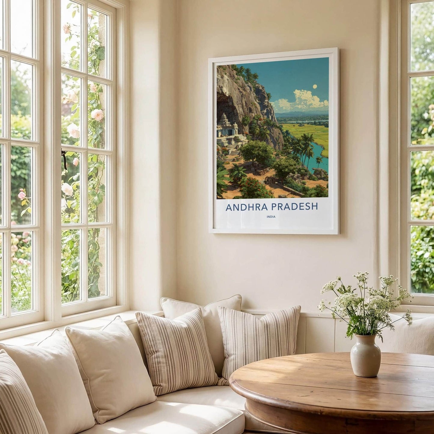 Andhra Pradesh Poster - India Travel Art - Cliffside Temple View Home Decor