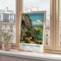 Andhra Pradesh Poster - India Travel Art - Cliffside Temple View Home Decor