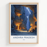 Andhra Pradesh Poster - India Travel Illustration - Ancient canyon gateway Wall Decor