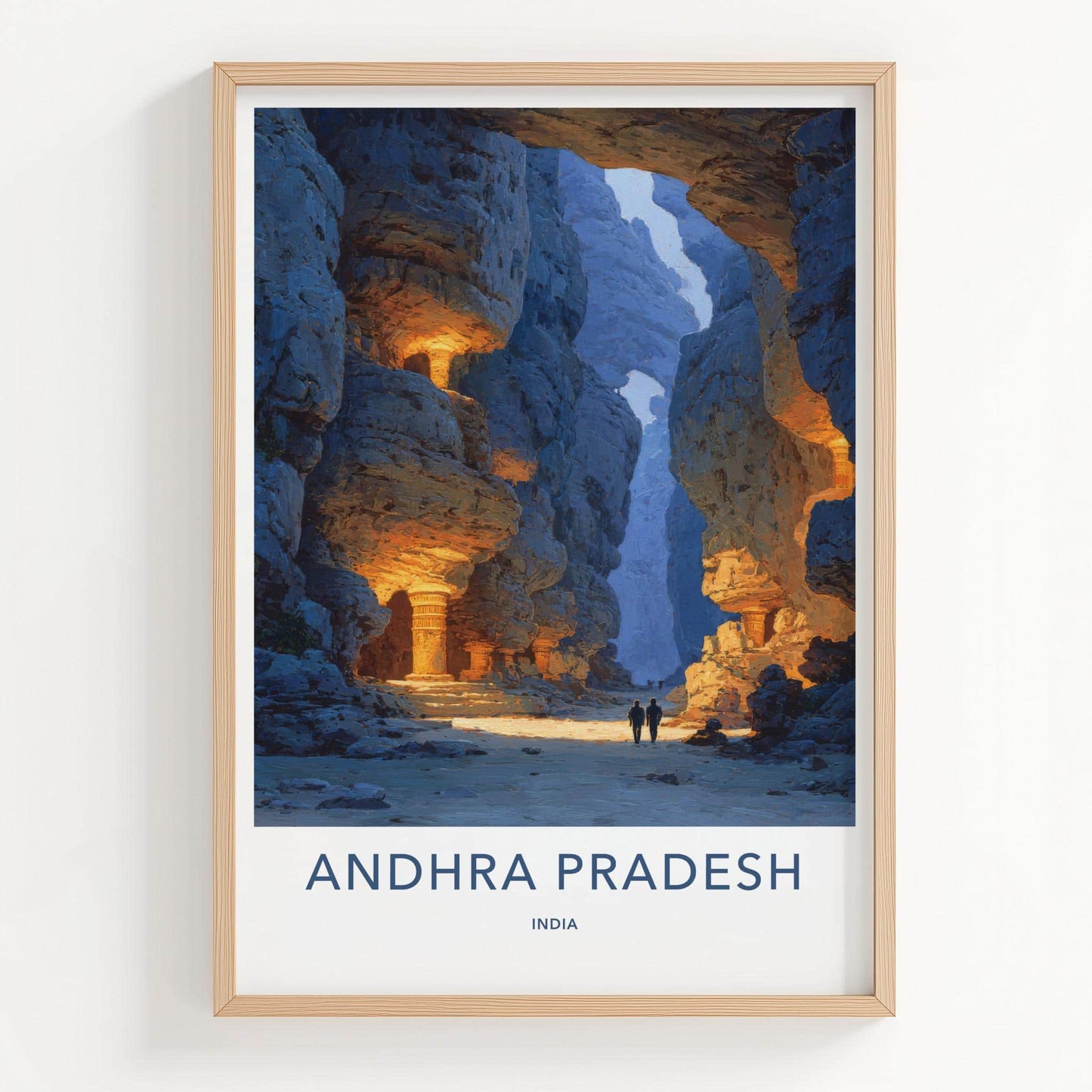 Andhra Pradesh Poster - India Travel Illustration - Ancient canyon gateway Wall Decor