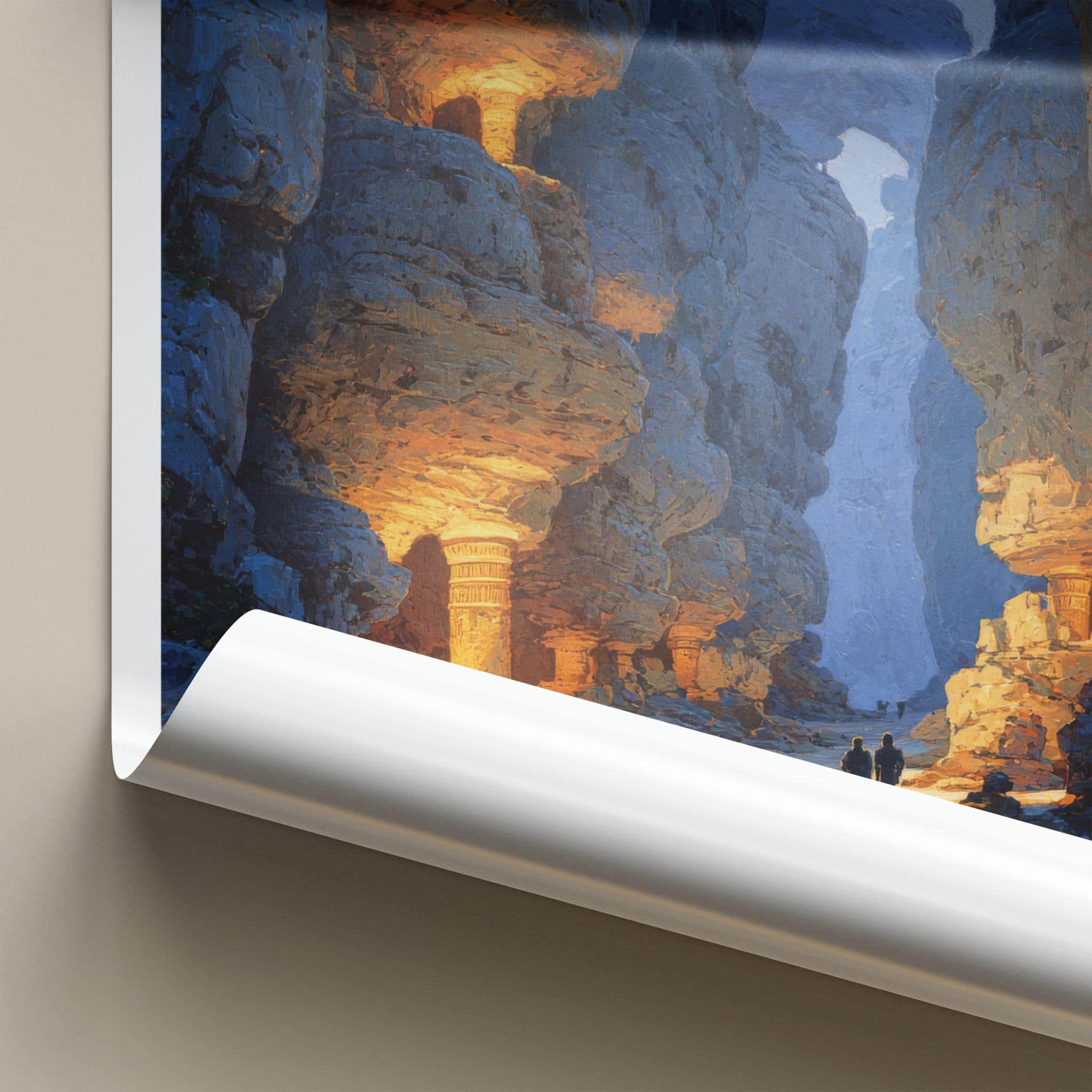 Andhra Pradesh Poster - India Travel Illustration - Ancient canyon gateway Wall Decor