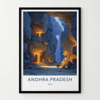 Andhra Pradesh Poster - India Travel Illustration - Ancient canyon gateway Wall Decor