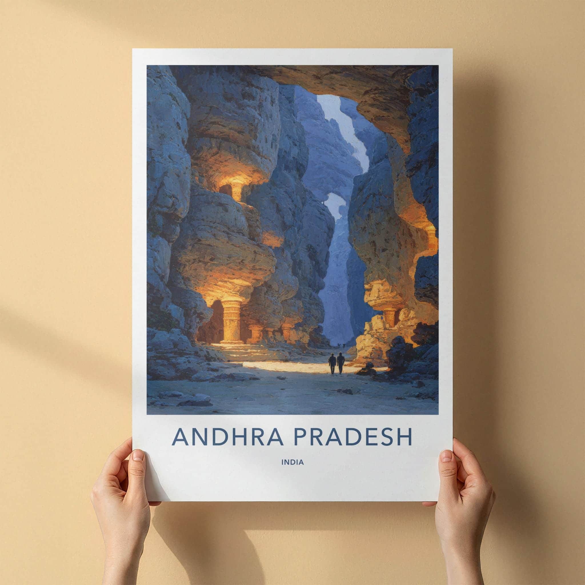 Andhra Pradesh Poster - India Travel Illustration - Ancient canyon gateway Wall Decor