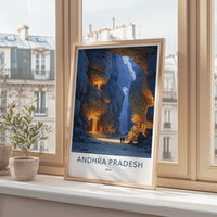 Andhra Pradesh Poster - India Travel Illustration - Ancient canyon gateway Wall Decor