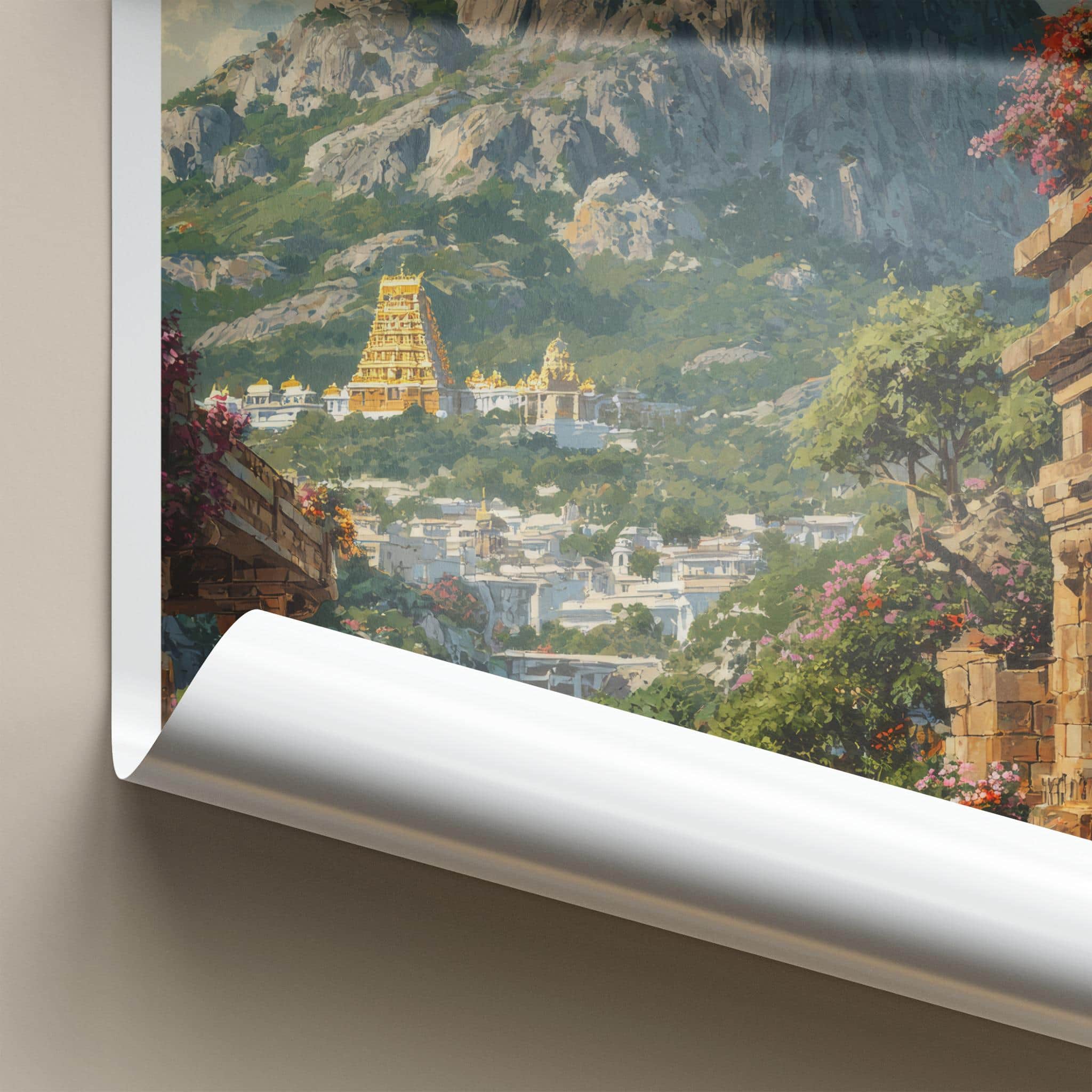 Andhra Pradesh Poster - India Travel Illustration - Golden Temple Vista Home Decor