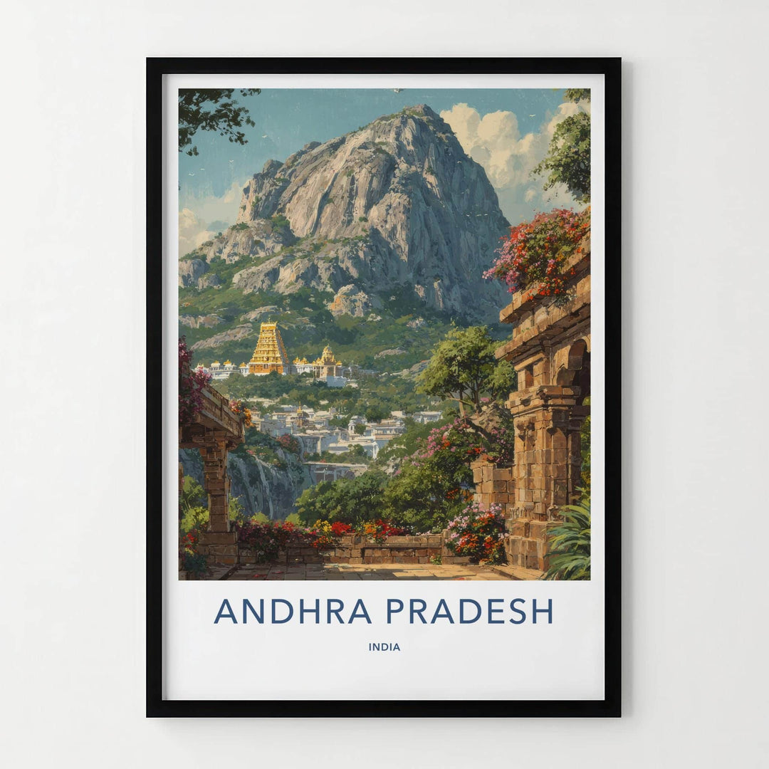 Andhra Pradesh Poster - India Travel Illustration - Golden Temple Vista Home Decor