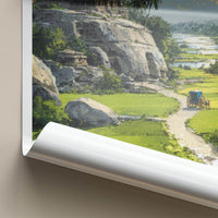 Andhra Pradesh Poster - India Travel Illustration - Riverside Temple Home Decor