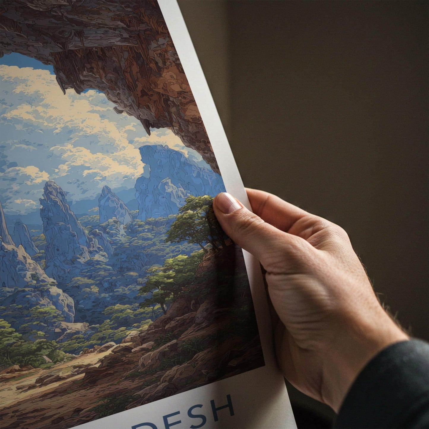 Andhra Pradesh Poster - India Travel Illustration - Towering Peak Vista Gallery Art