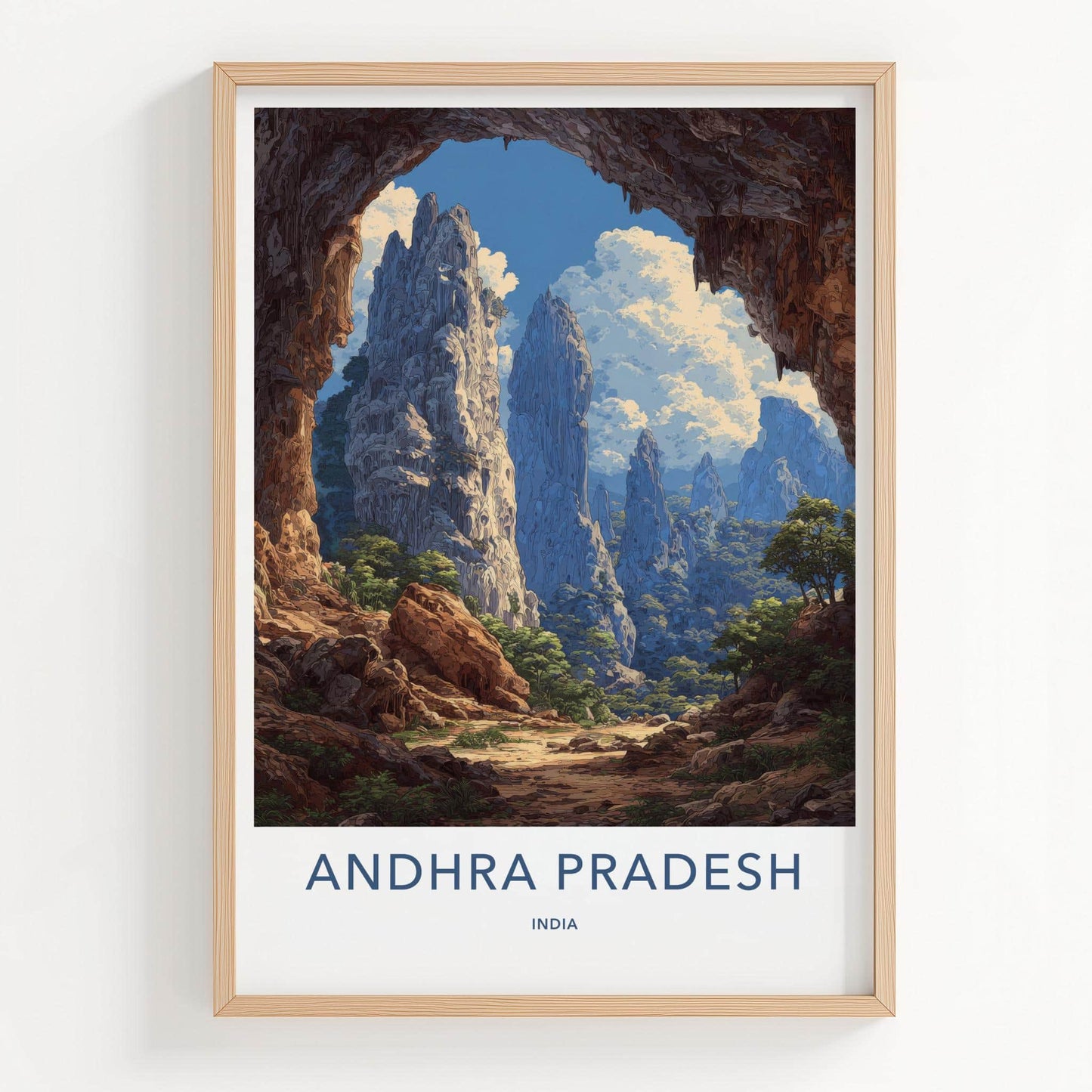 Andhra Pradesh Poster - India Travel Illustration - Towering Peak Vista Gallery Art