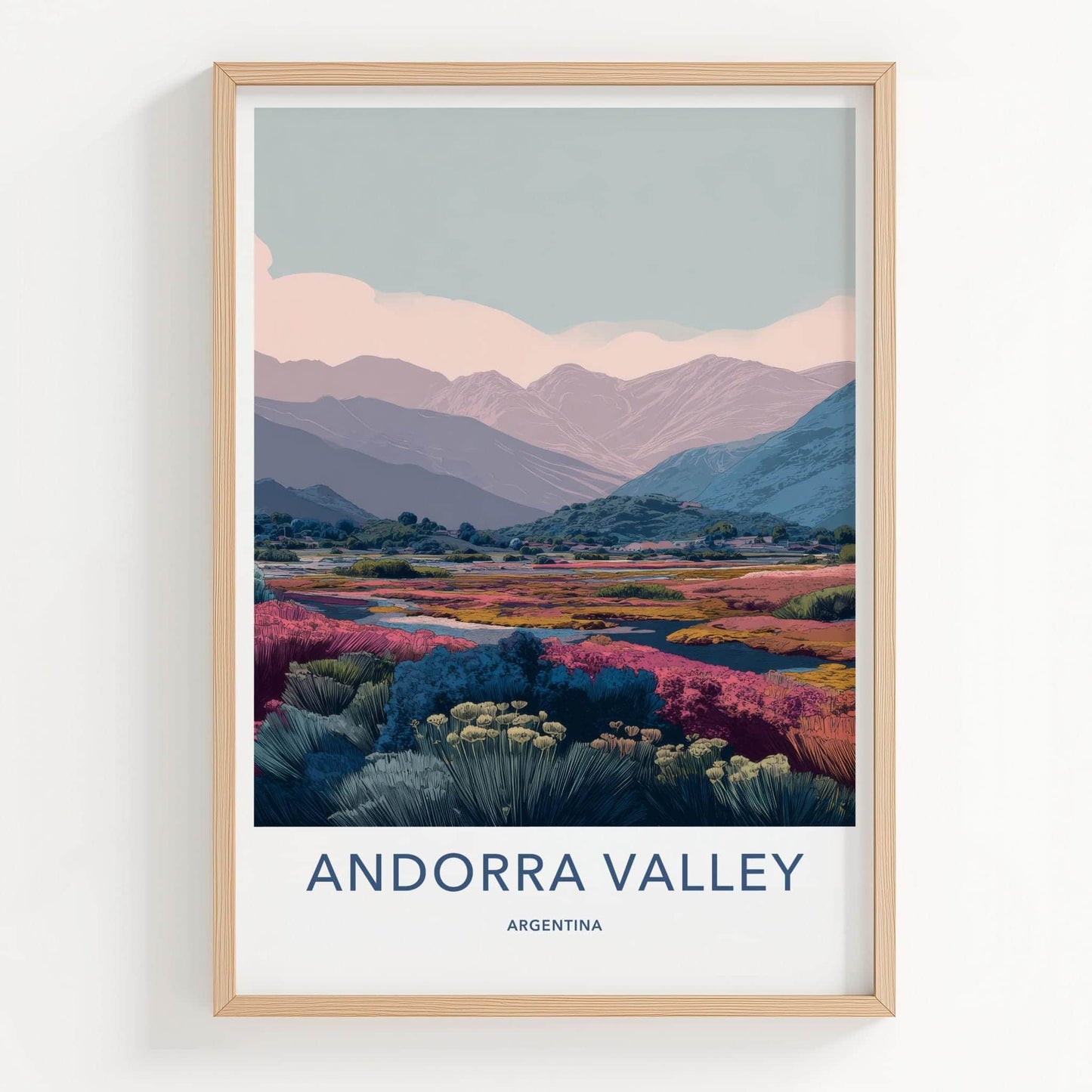Andorra Valley Poster - Argentina Travel Print - Vibrant Marshlands Home Decor