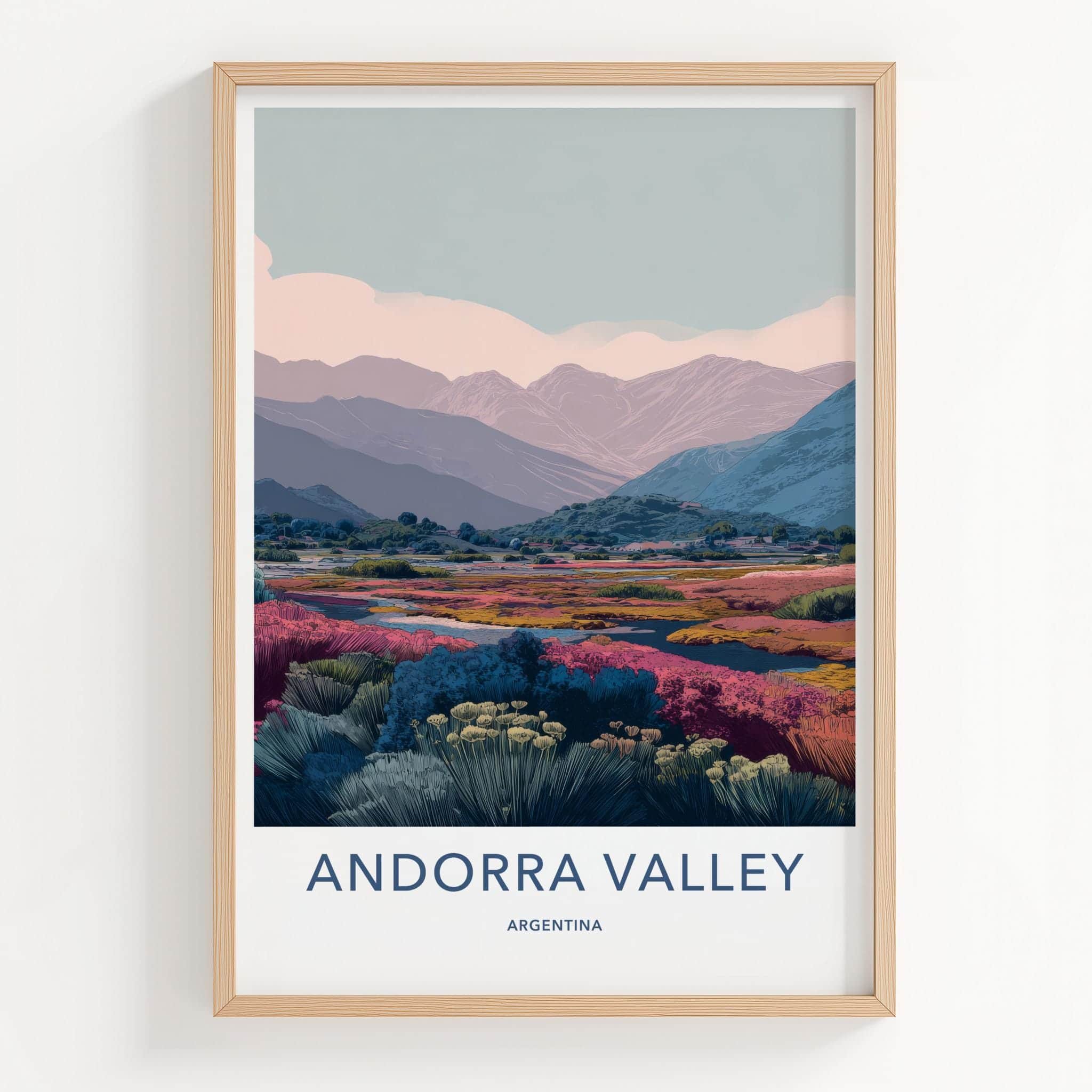 Andorra Valley Poster - Argentina Travel Print - Vibrant Marshlands Home Decor