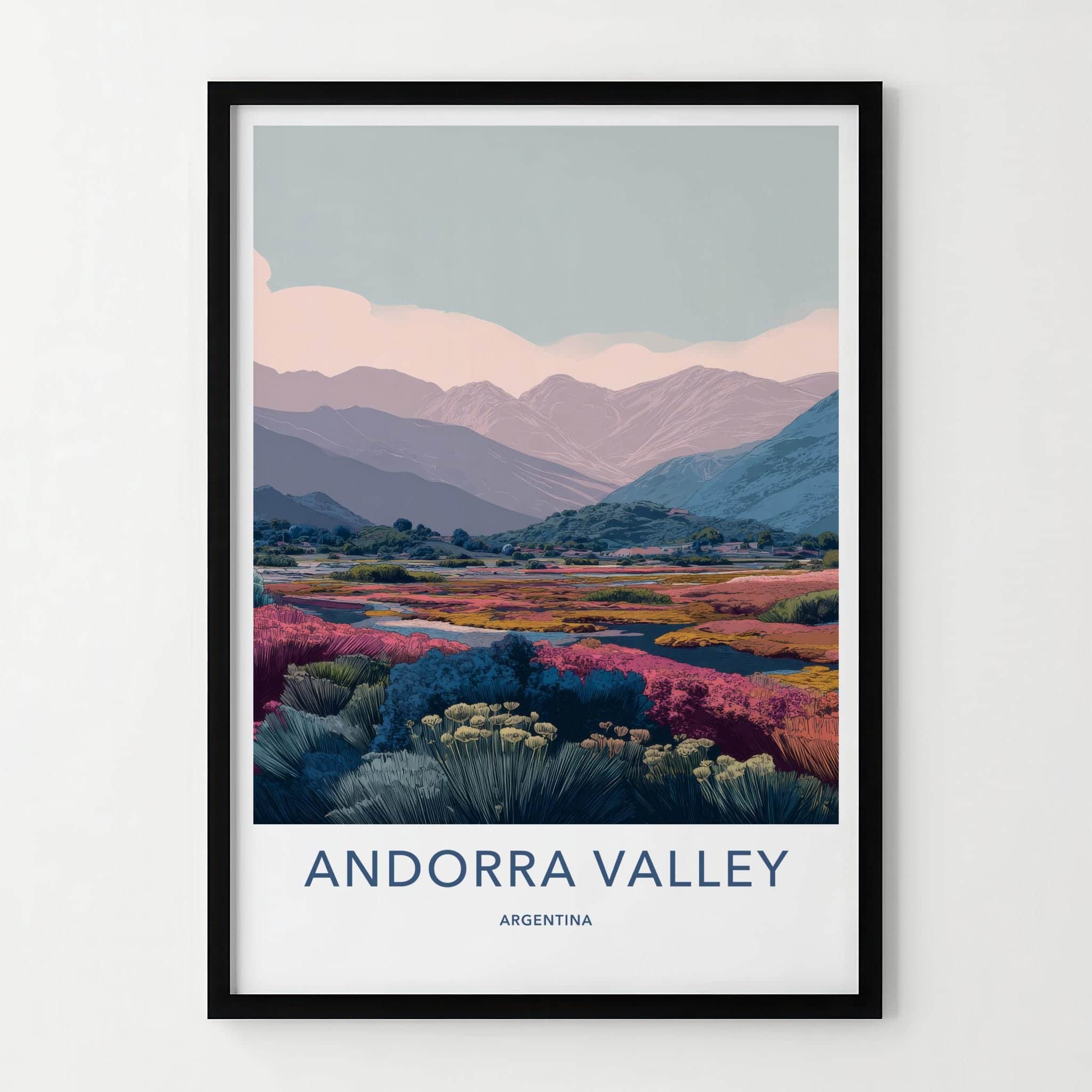 Andorra Valley Poster - Argentina Travel Print - Vibrant Marshlands Home Decor