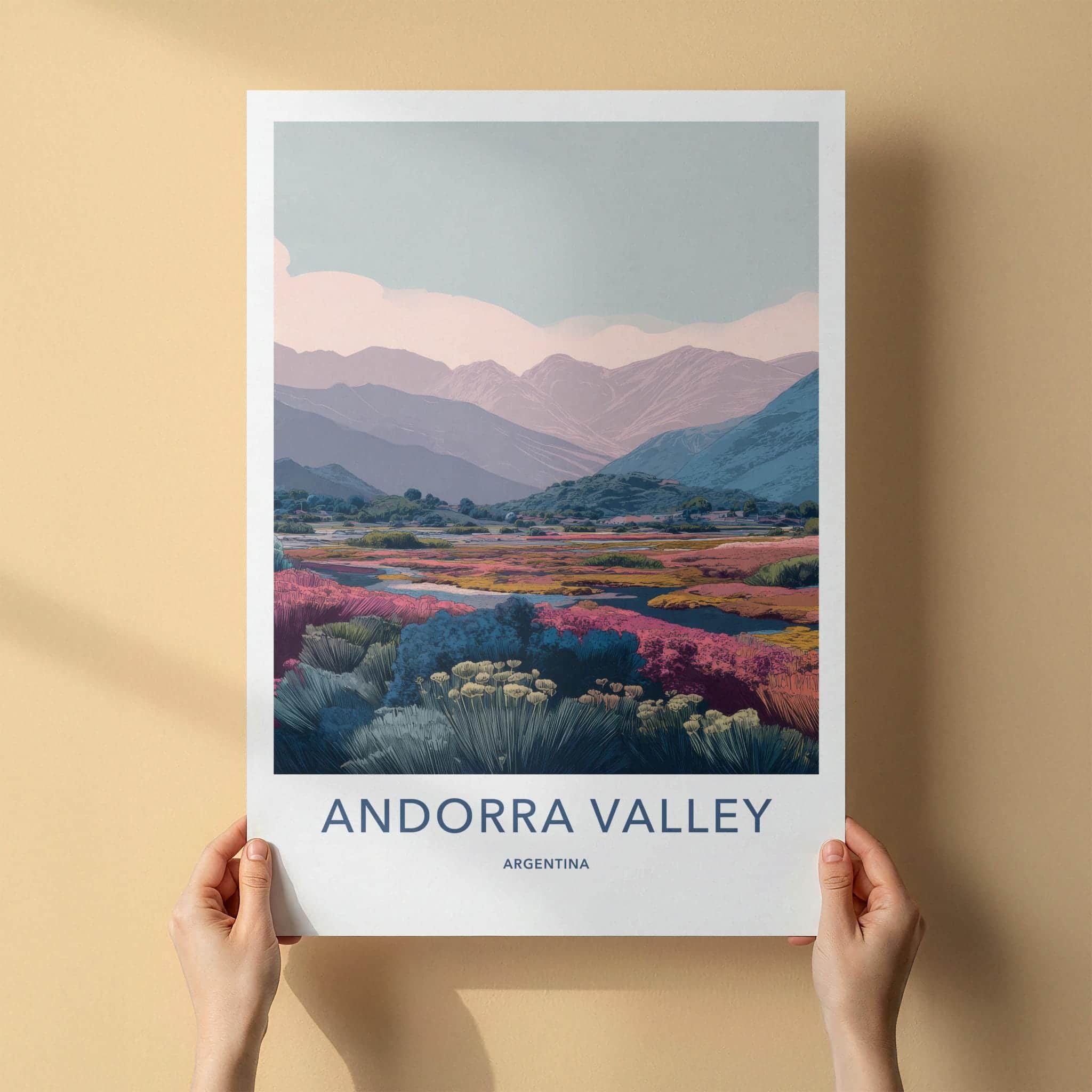 Andorra Valley Poster - Argentina Travel Print - Vibrant Marshlands Home Decor