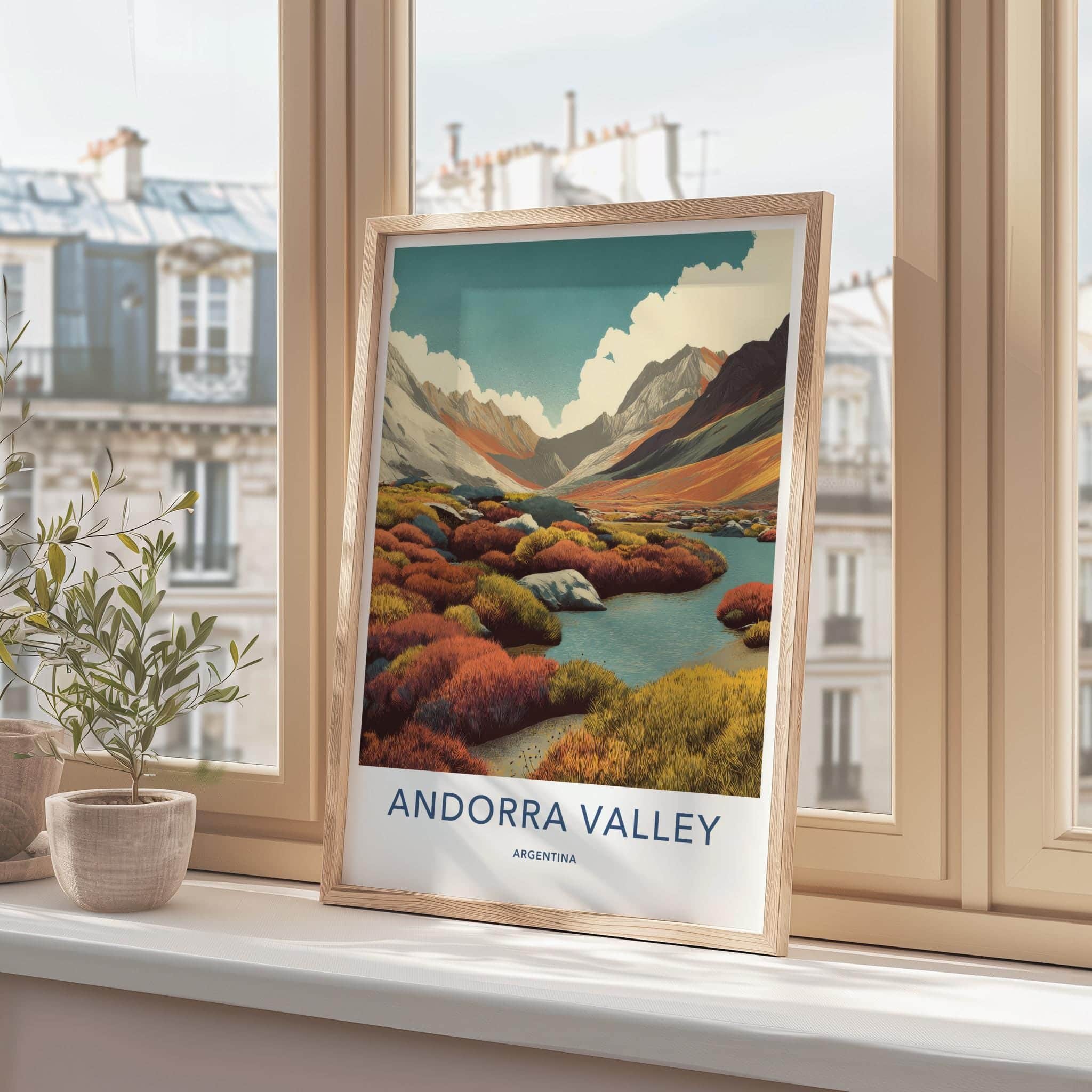 Andorra Valley Poster - Argentina Wall Art - Vibrant Valley Scene Wall Decor
