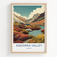Andorra Valley Poster - Argentina Wall Art - Vibrant Valley Scene Wall Decor