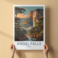 Angel Falls Poster - Venezuela Art Print - Cascading Jungle Falls Home Decor