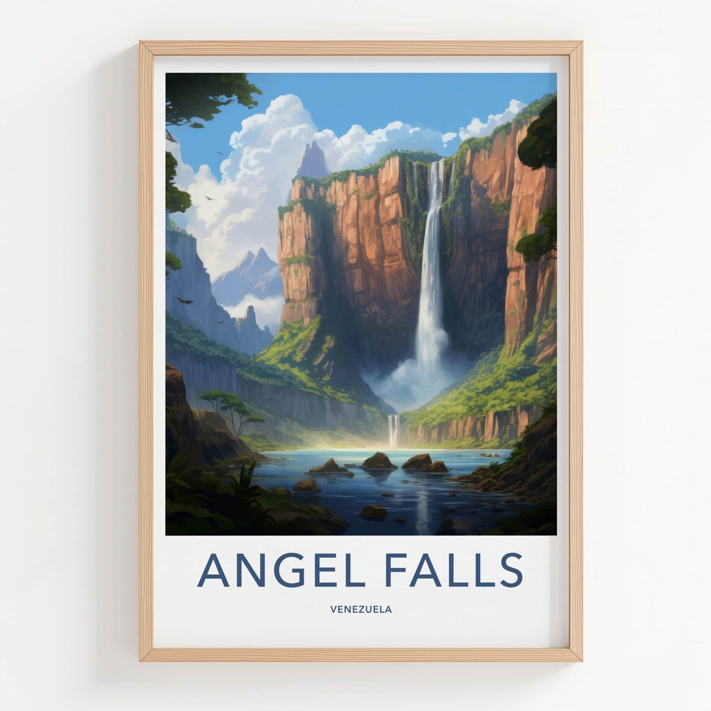Angel Falls Poster - Venezuela Fine Art - Majestic Cliffs Waterfall Home Art