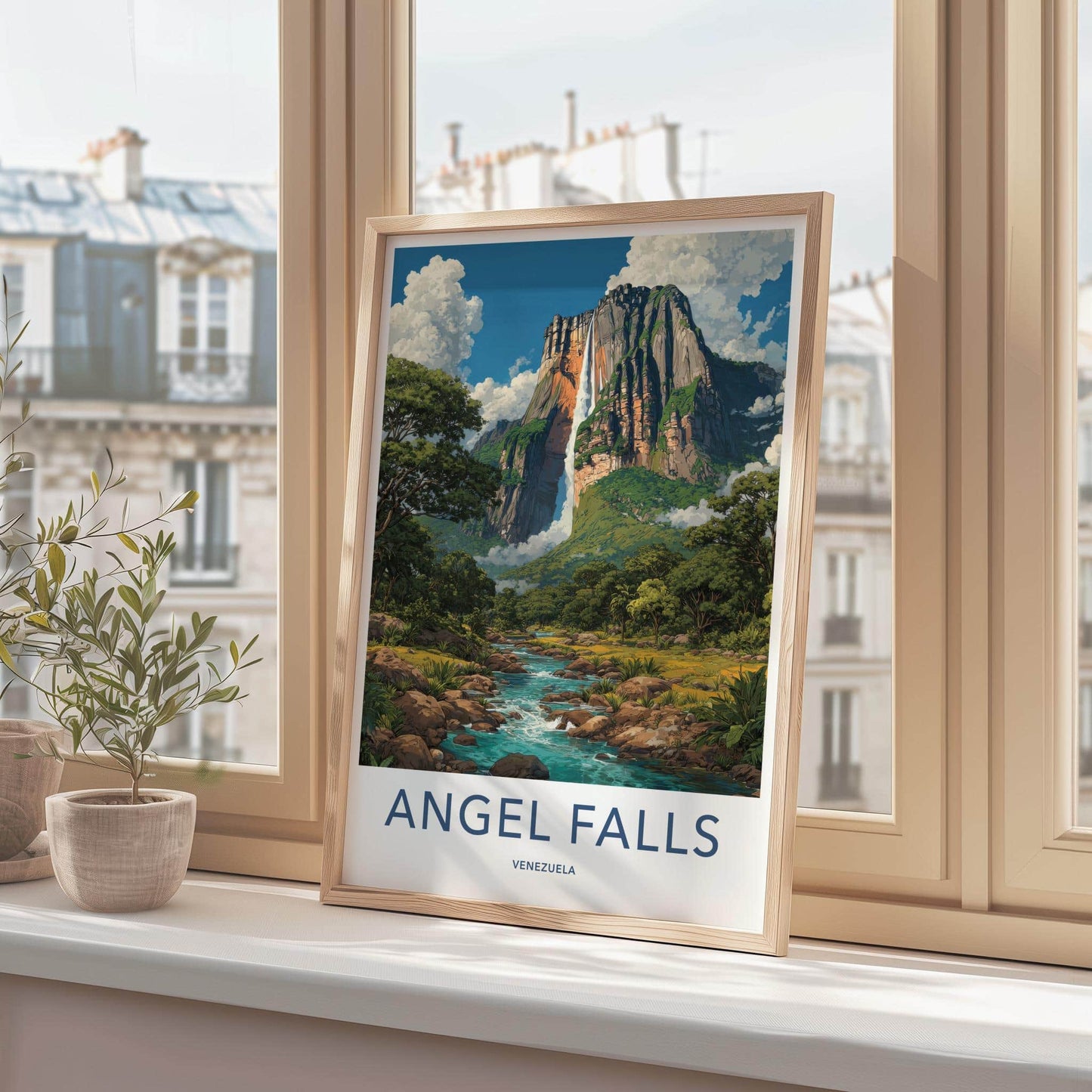 Angel Falls Poster - Venezuela Scenic Art - Cascading falls jungle Home Decor