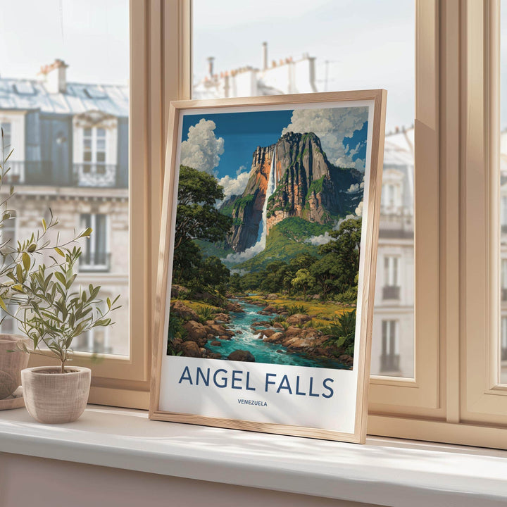 Angel Falls Poster - Venezuela Scenic Art - Cascading falls jungle Home Decor