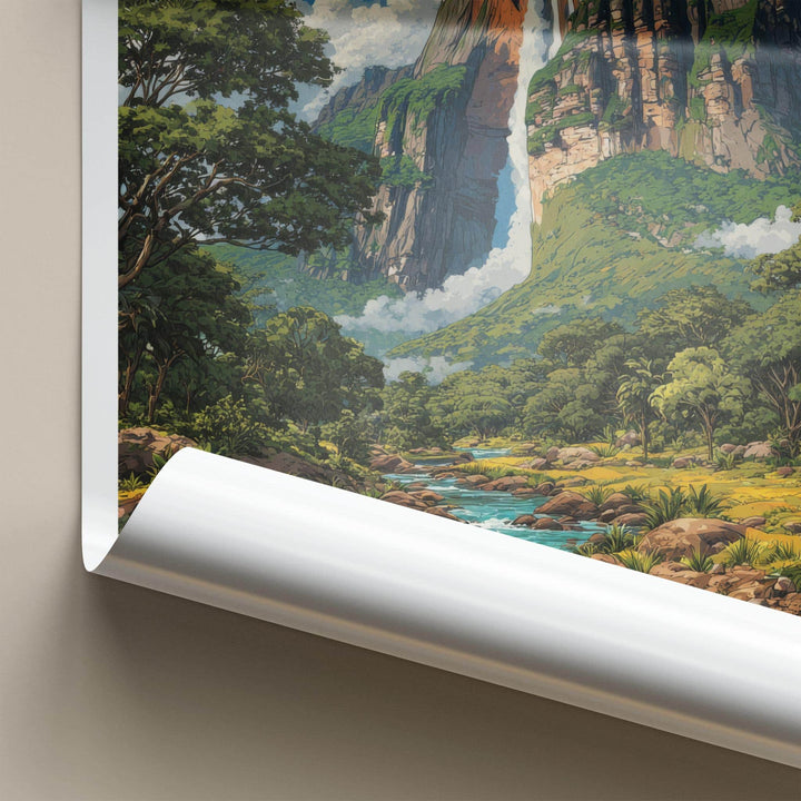 Angel Falls Poster - Venezuela Scenic Art - Cascading falls jungle Home Decor