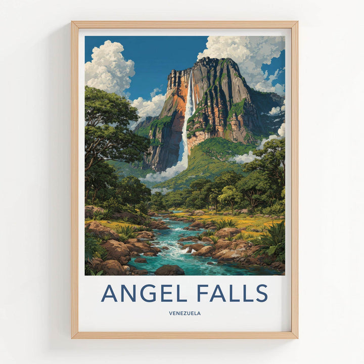 Angel Falls Poster - Venezuela Scenic Art - Cascading falls jungle Home Decor