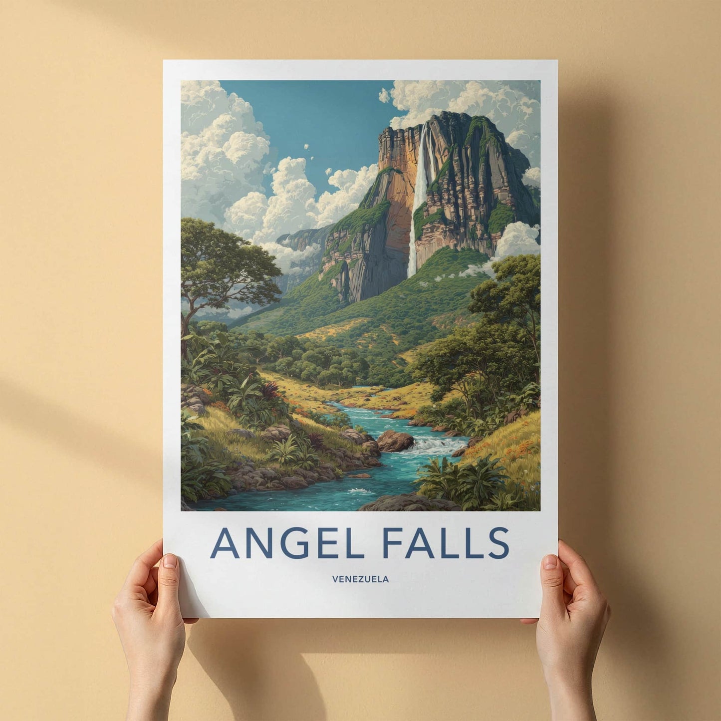 Angel Falls Poster - Venezuela Towering Waterfall - Art Print Home Decor