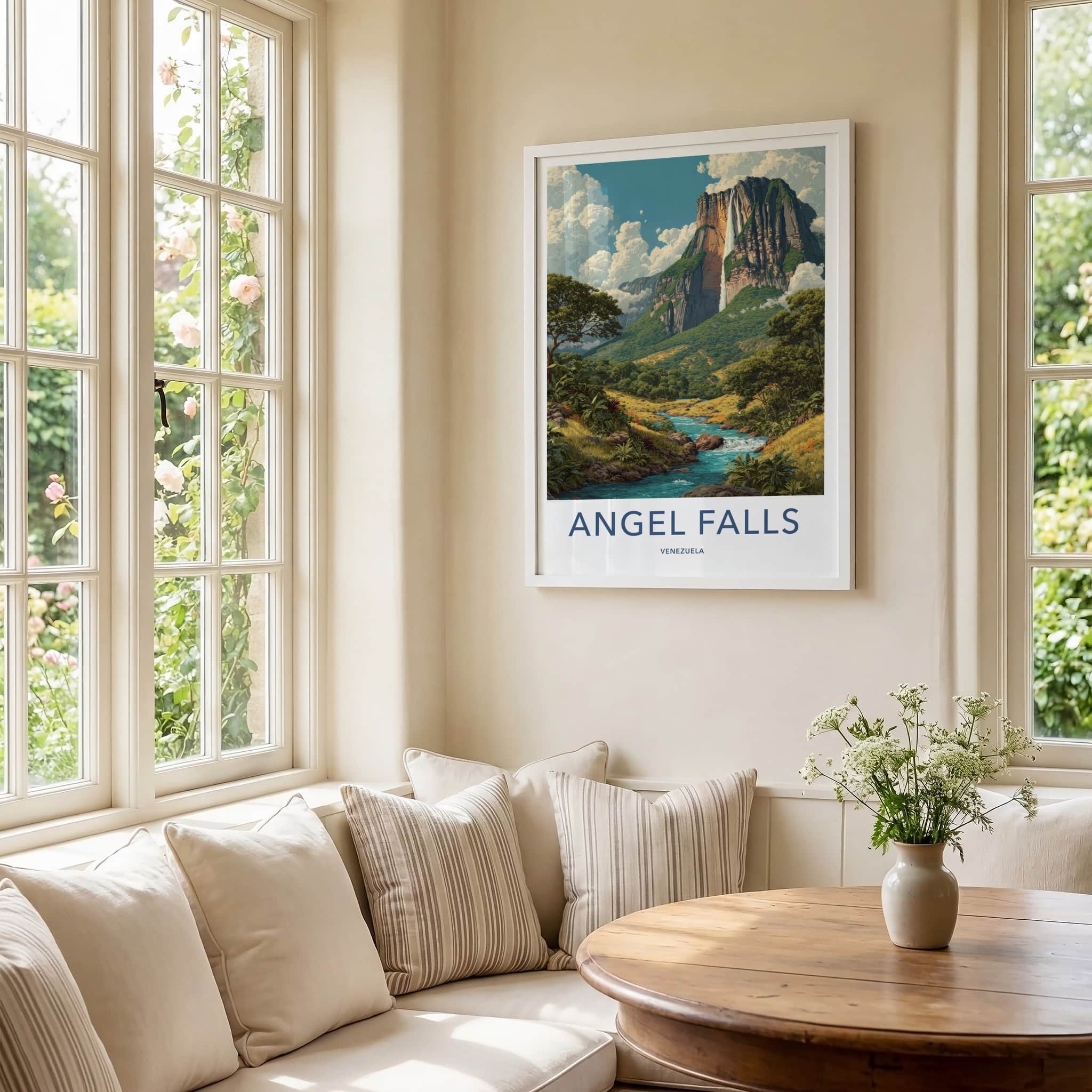 Angel Falls Poster - Venezuela Towering Waterfall - Art Print Home Decor