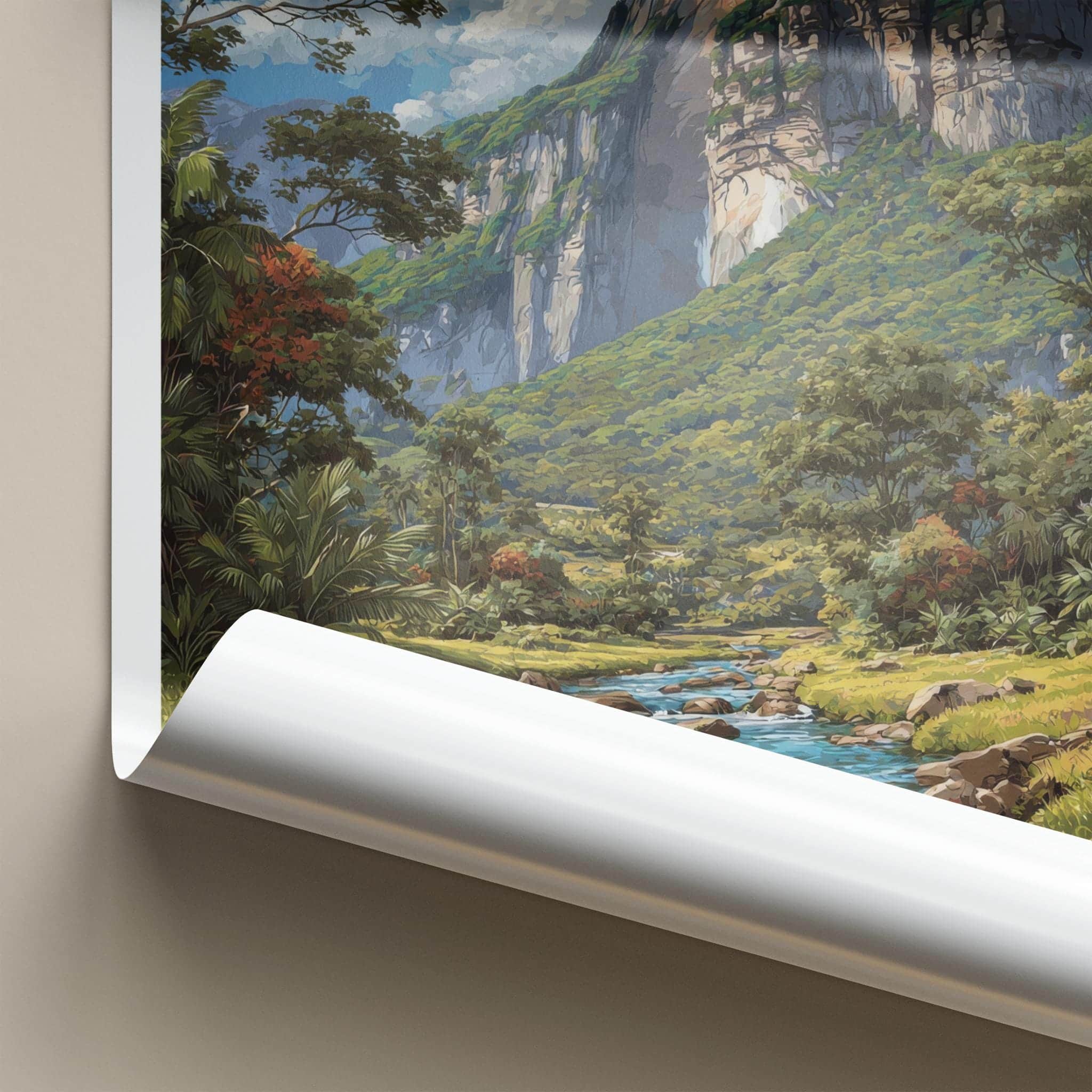 Angel Falls Poster - Venezuela Travel Art - Cascading Cliff Waterfall Wall Decor