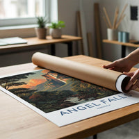Angel Falls Poster - Venezuela Travel Art - Dramatic Sunset Cliffs Wall Decor