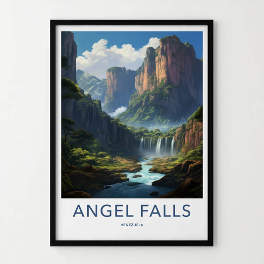 Angel Falls Poster - Venezuela Travel Art - Dramatic Waterfall Landscape Home Decor