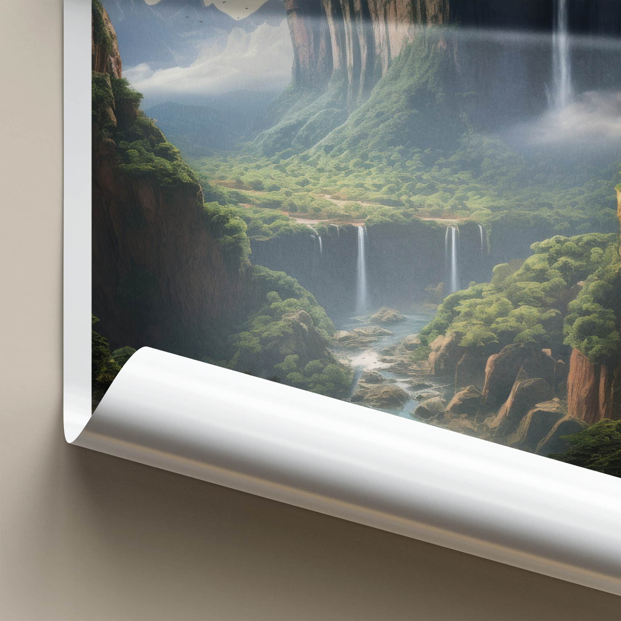 Angel Falls Poster - Venezuela Travel Art - Majestic Cliff Waterfalls Wall Decor
