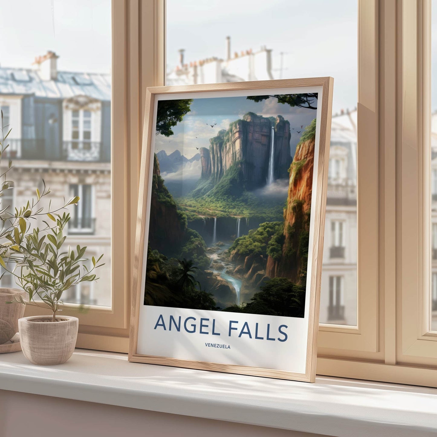 Angel Falls Poster - Venezuela Travel Art - Majestic Cliff Waterfalls Wall Decor