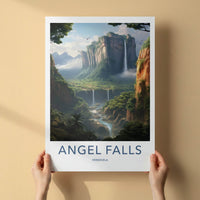 Angel Falls Poster - Venezuela Travel Art - Majestic Cliff Waterfalls Wall Decor